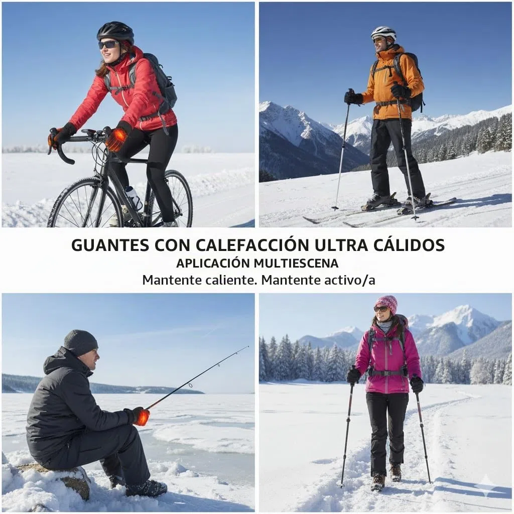 Guantes Calefactables para Hombre y Mujer, Guantes Térmicos con Batería Recargable 7.4V 3000mAh, Impermeables y Táctiles, para Moto, Esquí, Senderismo, Ciclismo, Caza - Talla M/L/XL