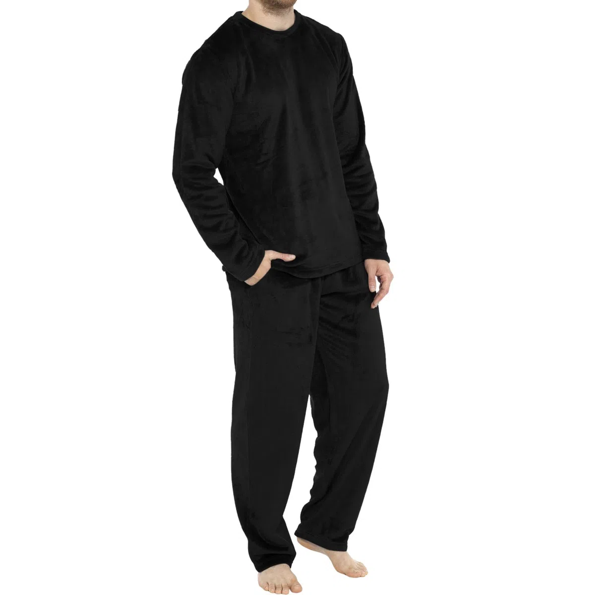 Conjunto de pijama para hombre, diseño de camisa y pantalones, color liso, para el hogar, dos conjuntos de pijama largo y cálido a juego para parejas