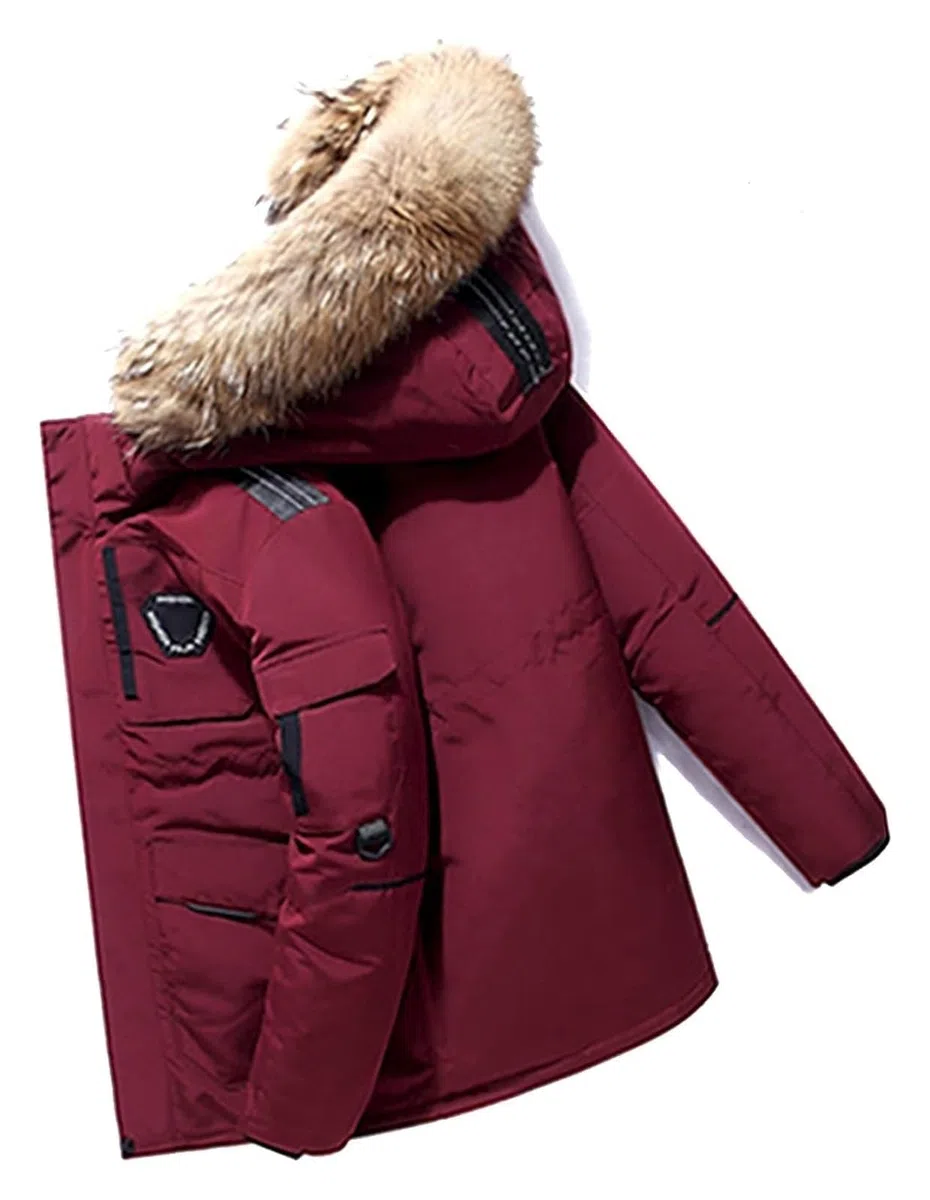 SIYAN Chaqueta Acolchada Ligera con Capucha For Hombre, Abrigo De Invierno Aislado, Chaquetas De Esquí For Nieve con Capucha Desmontable(Rouge,M)