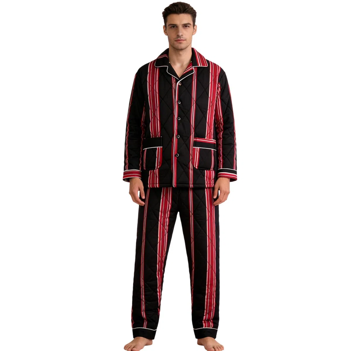 Generisch Conjunto de ropa para el hogar para hombre San Valentín cómodo traje casual acogedor ropa de salón romántico conjunto de pijama de franela suave pijama pareja a juego traje de casa