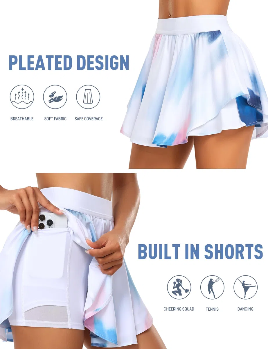 JoyGirl Falda de tenis para mujer con pantalones cortos, falda plisada de golf, cintura alta, para entrenamiento, atletismo, correr, faldas con bolsillos