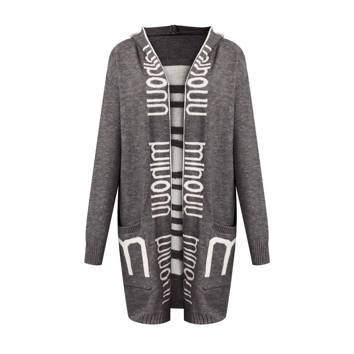 Generisch Chaqueta de punto para mujer, diseño de letras, sin botones, informal, suelta, para mujer