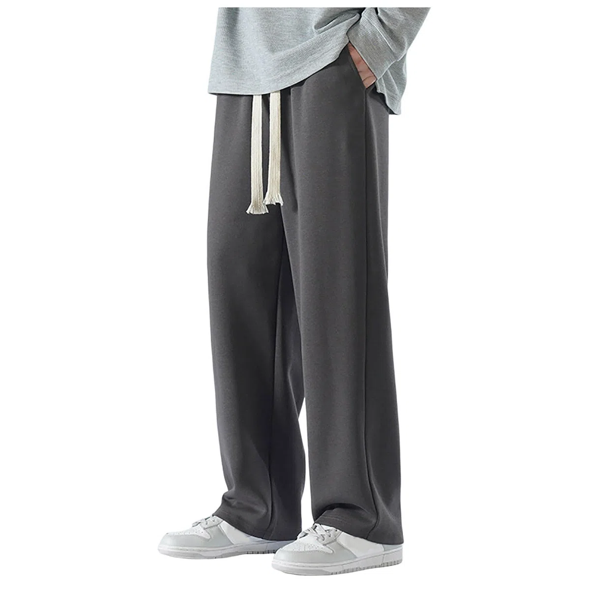 Pantalon Chandal Ancho Hombre,Pantalones Deportivos Casuales De Pierna Ancha Y Rectos De Polar Holgados De Color SóLido para Hombre