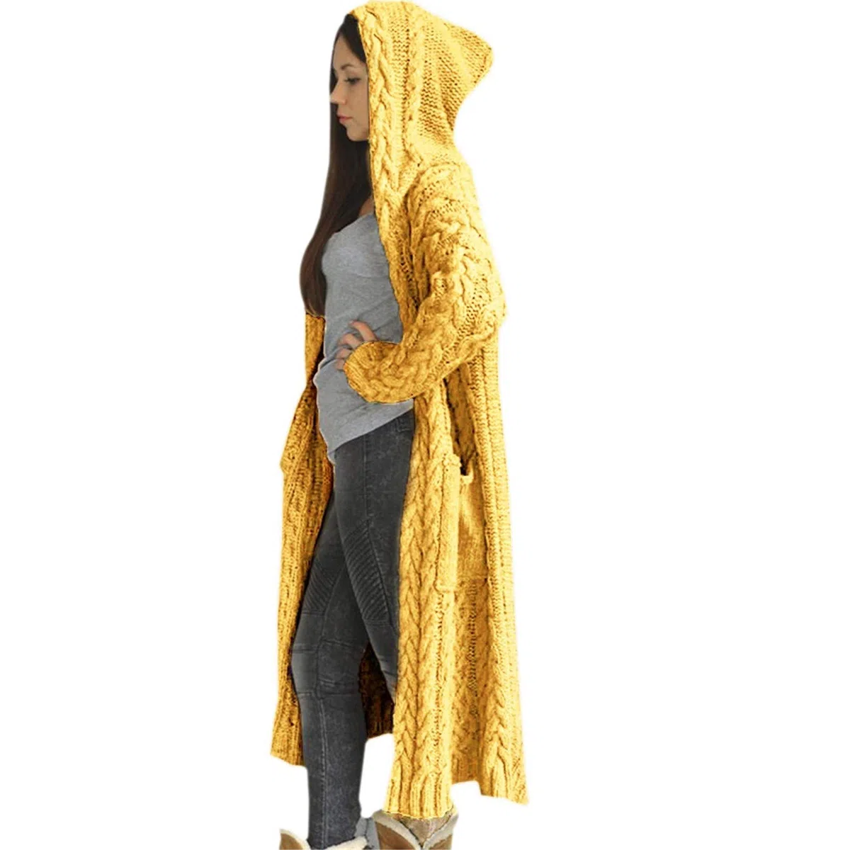 Cárdigan con botones para mujer, suéter de punto grueso de gran tamaño, suave, manga larga, parte delantera abierta, abrigo holgado con 2 bolsillos, ropa de punto acanalado, ropa de abrigo ligera y