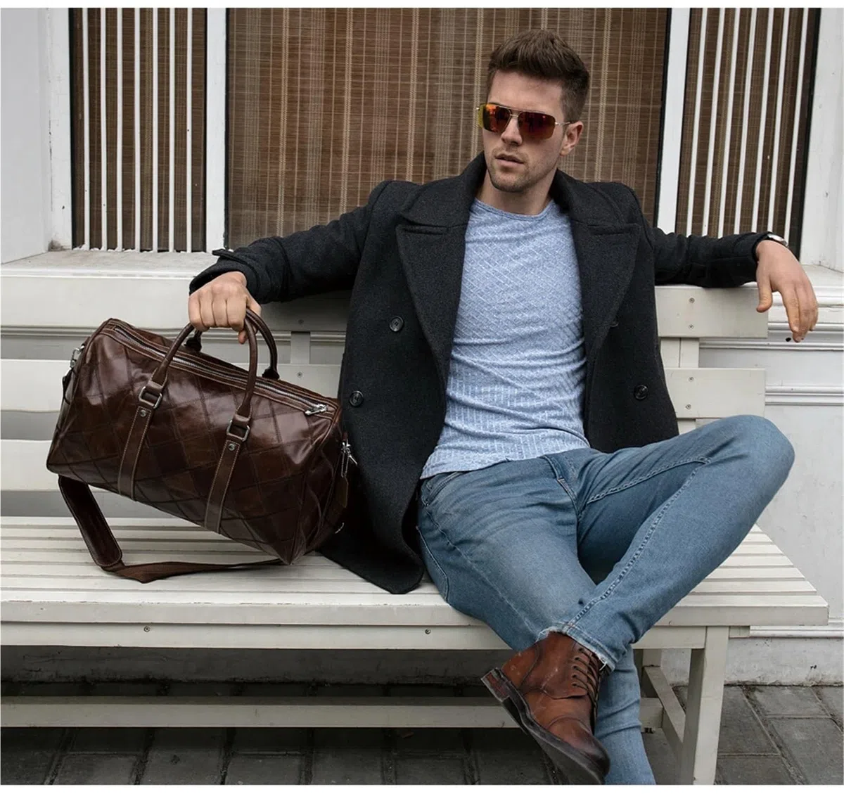 Bolsos de Mano Bolsos de Viaje Equipaje Bolso de Viaje for Hombre Bolsos de Lona de Cuero Genuino Bolsos Grandes de Fin de Semana Bolsos de Mano Bolsos de Fin de Semana(Coffee)