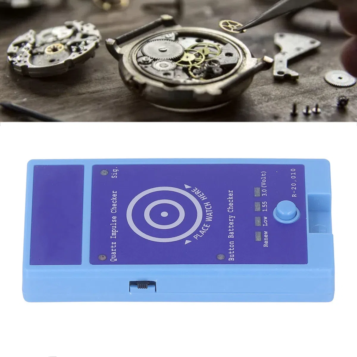 Hyuduo Detector de Reloj de Cuarzo Probador de Impulso de Cuarzo Portátil y Verificador de Batería de Botón Comprobador de Batería de Reloj Fácil de Transportar de Doble Propósito para Reparación