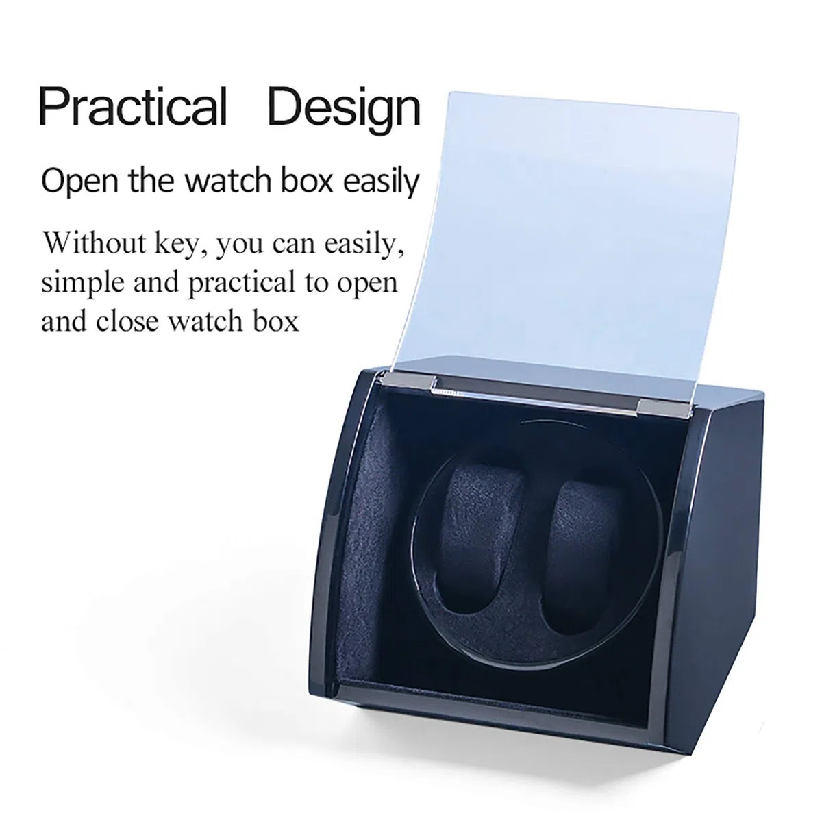 Caja de cuerda - Relojes de madera de doble posición Caja de cuerda Relojes mecánicos Bobinadora automática Estuche de almacenamiento de reloj inclinado Agitador de reloj de motor silencioso (negro el