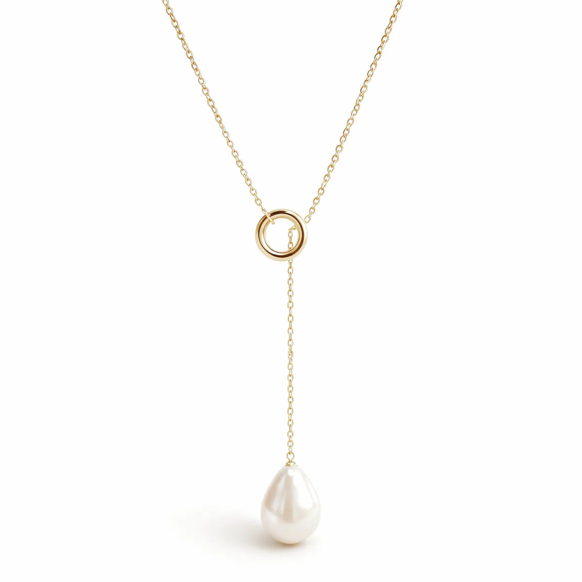 Collar de oro amarillo de 18 quilates - 1,74 gr Oro 750/1000 sin perla - Cadena 43 cm con perla - Elegancia atemporal - Salia Gold Paris