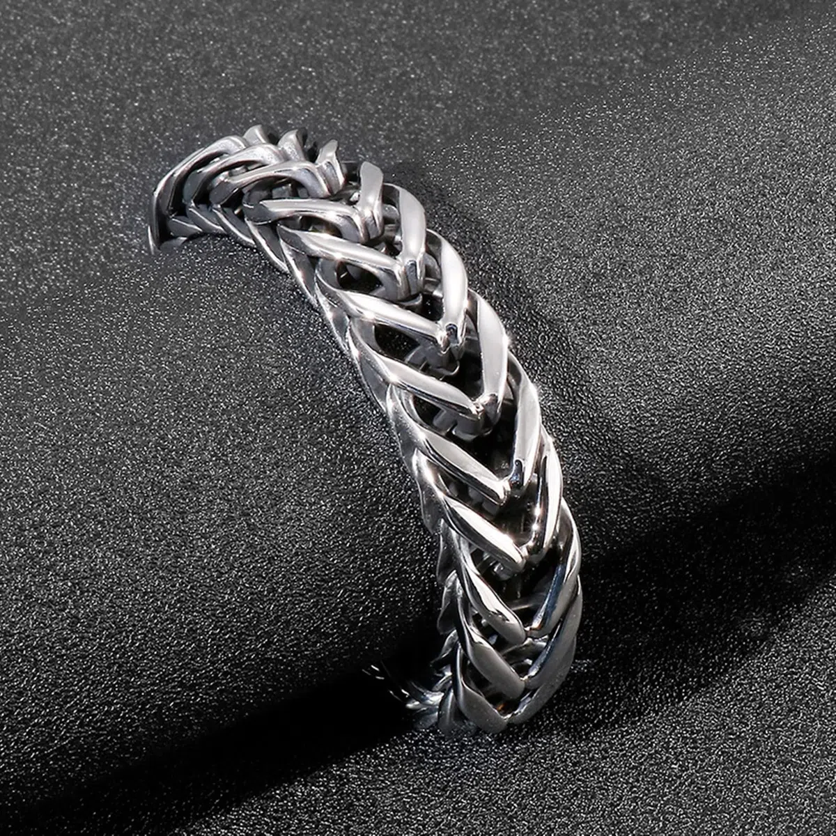Pulseras de encanto, para hombre cubano, pulsera de eslabones de plata de acero inoxidable en forma de V, diseño de hebilla de 220x17mm para los hombres
