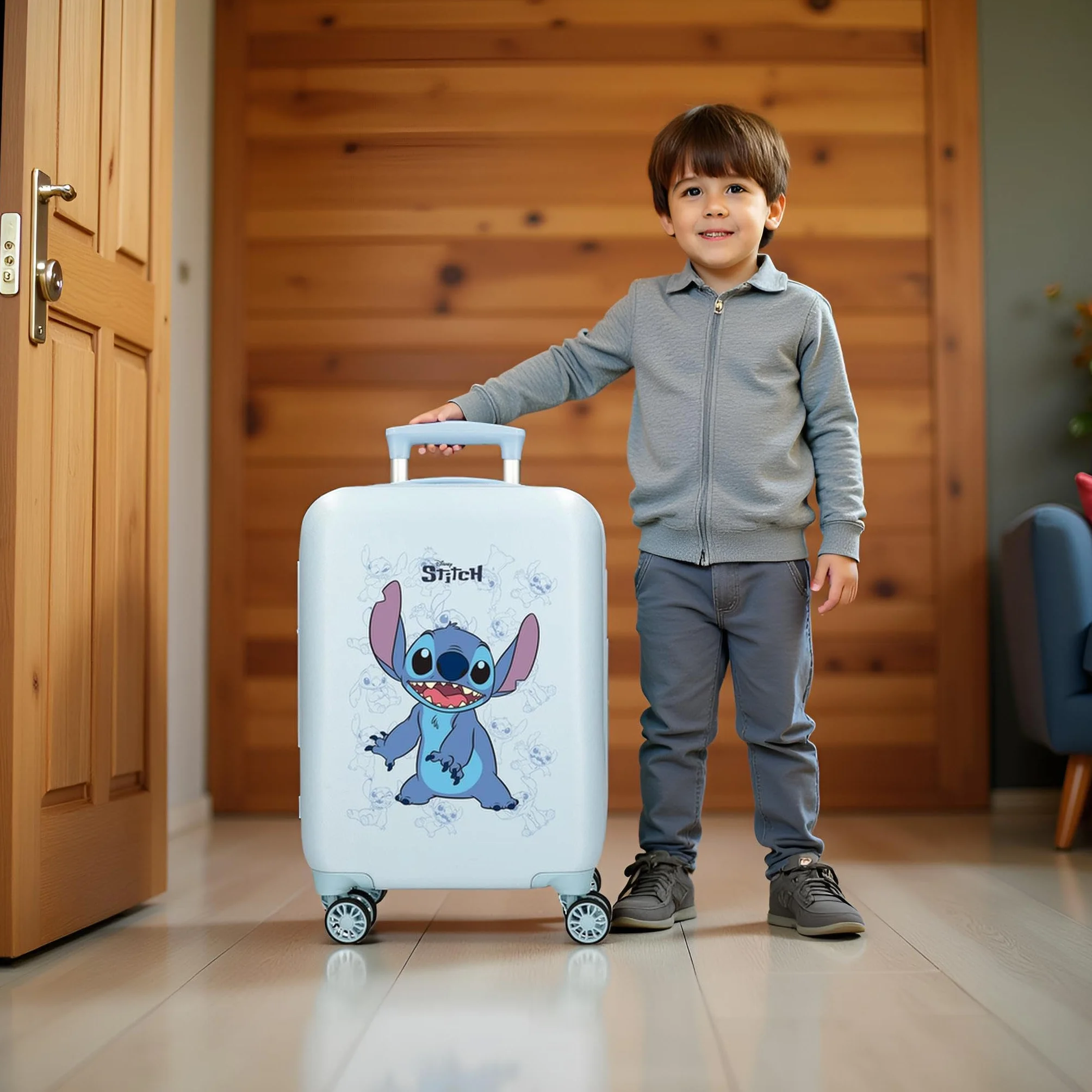 Disney Happy Stitch Equipaje- Equipaje para niños, Unisex niños, Happy