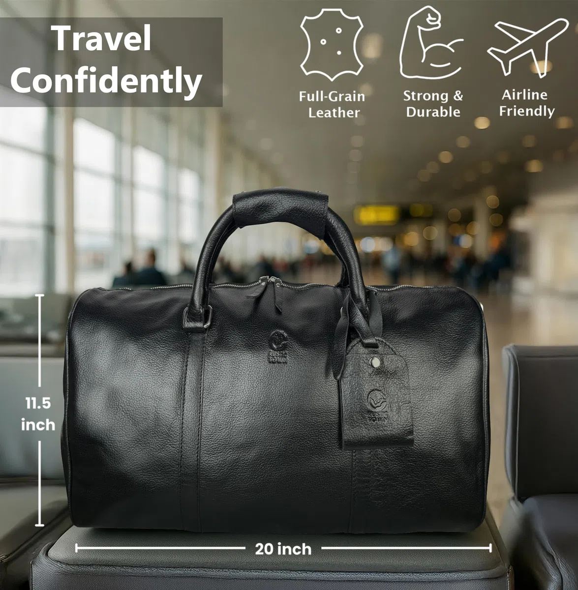 Bolsas de Cuero para Hombre, Viaje Durante la Noche, Maleta de Transporte de Fin de Semana, Bolsa de Lona Debajo del Asiento