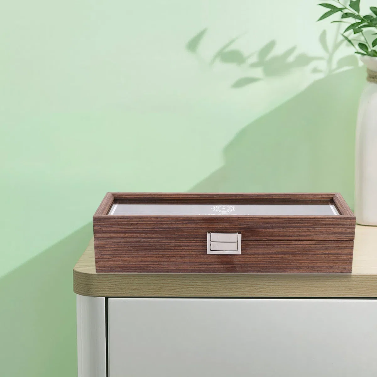 Healeved Caja Organizadora de Relojes de Madera en Cumpleaños y Año 6 Ranuras, Diseño Vintage y Elegante para Proteger Relojes