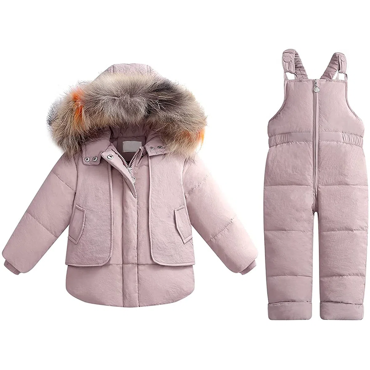 Generisch Chaqueta de invierno para niños, niños pequeños, traje de nieve para bebé, ropa de invierno, mono de piel sintética, chaqueta con capucha