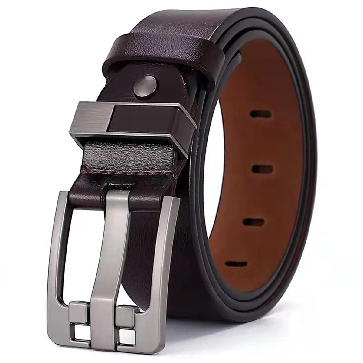 Cinturón ajustable de cuero genuino, Cinturón Retro for hombre, cinturón de tamaño Extra grande con hebilla de cuero de vaca puro, cinturón de cuero genuino, hebilla de Pin, pantalones vaqueros Vintag