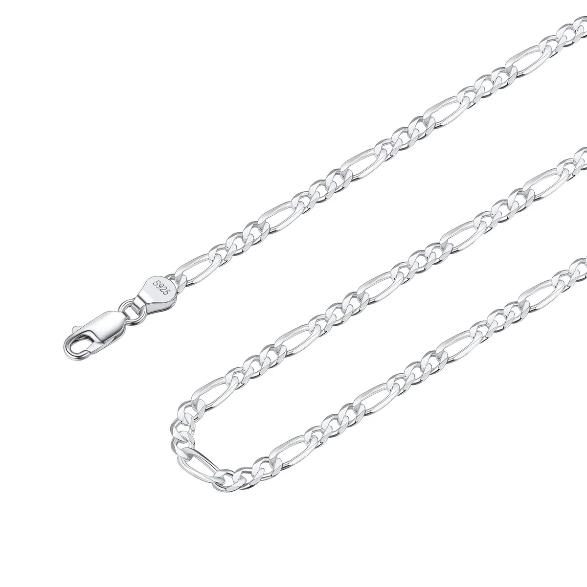 Suplight Cadena Plata Hombre Mujer, Plata de Ley 925 Collar Italiano de Cadena Cubana/Fígaro con Caja de Regalo, 3/5 mm Ancho 36/46/51/56/61/66/71 cm Largo, Joyería Hipoalergénica Básica