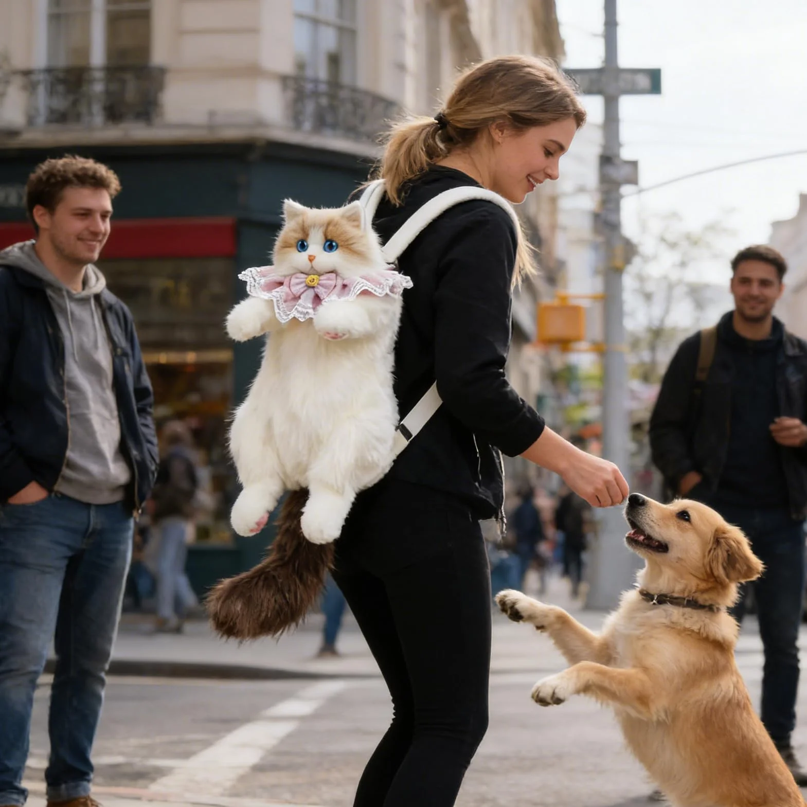 Mochila Con Forma De Gato Con Una Amplia Capacidad De Almacenaje | Mochila Peluche Realista Gato Para Escuela Trabajo Oficina Viajes Vacaciones Viaje Finde Desplazamiento Diario Compras