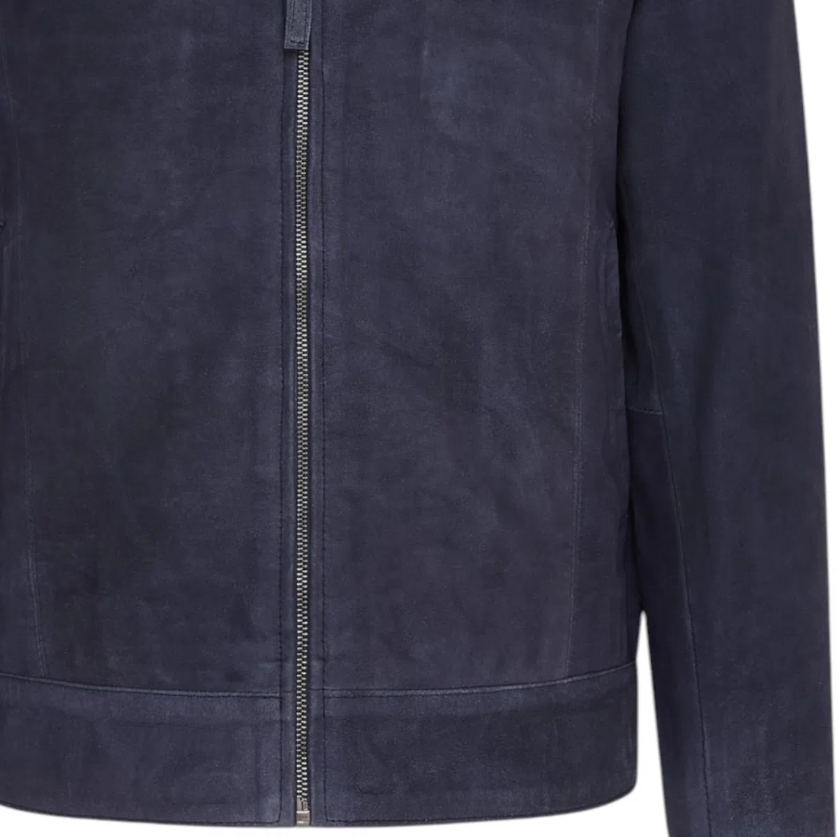 Infinity Leather Chaqueta Harrington de cuero de cabra auténtico estilo motero, color azul marino retro, para hombre.