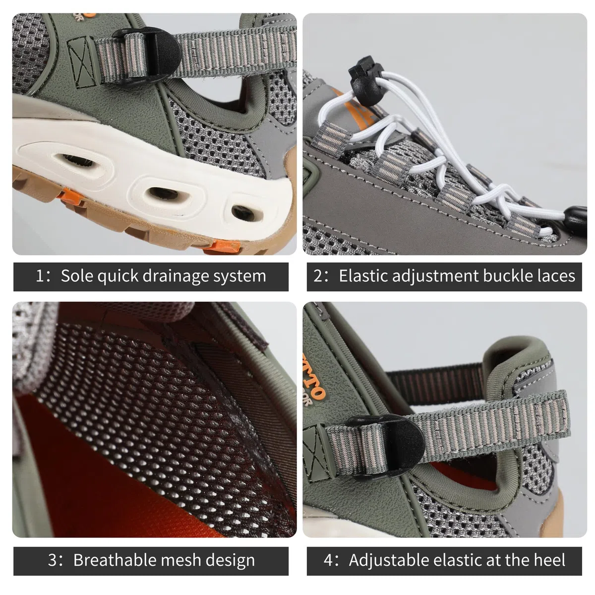 HUMTTO Zapatos de agua anfibios para hombre, sandalias de senderismo para hombre, sandalias de agua para exteriores, puntera cerrada, antideslizantes, zapatos de río, de secado rápido, zapatos