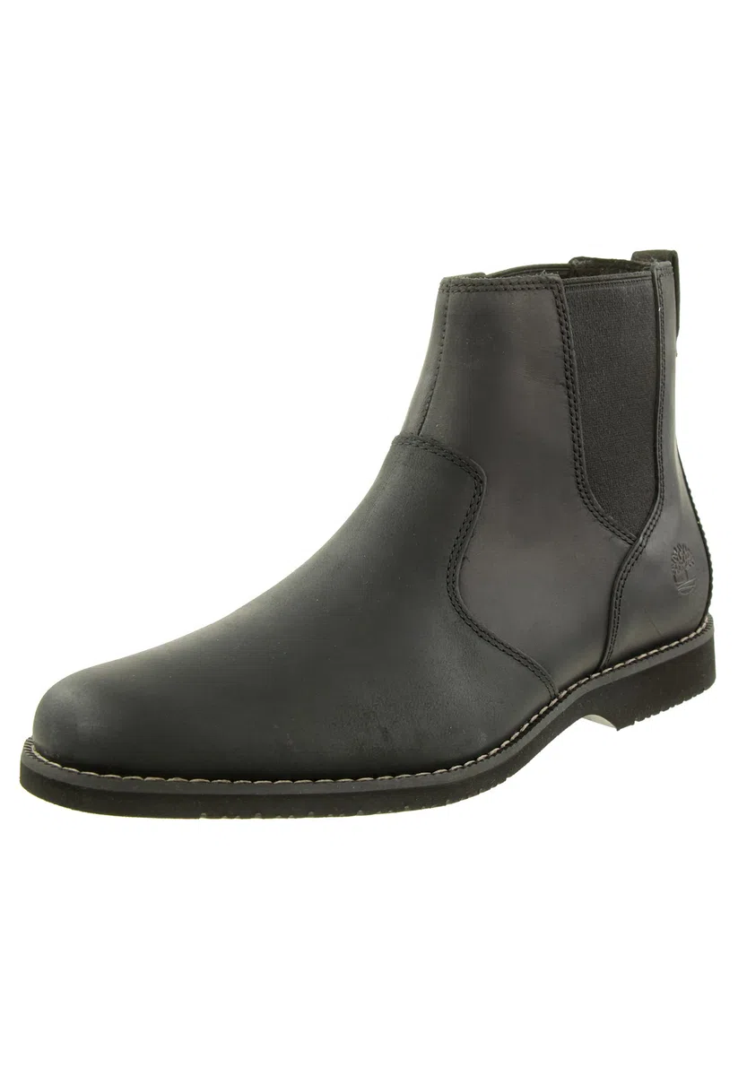 Timberland Woodhull - Botas Chelsea de piel para hombre, color negro de grano completo