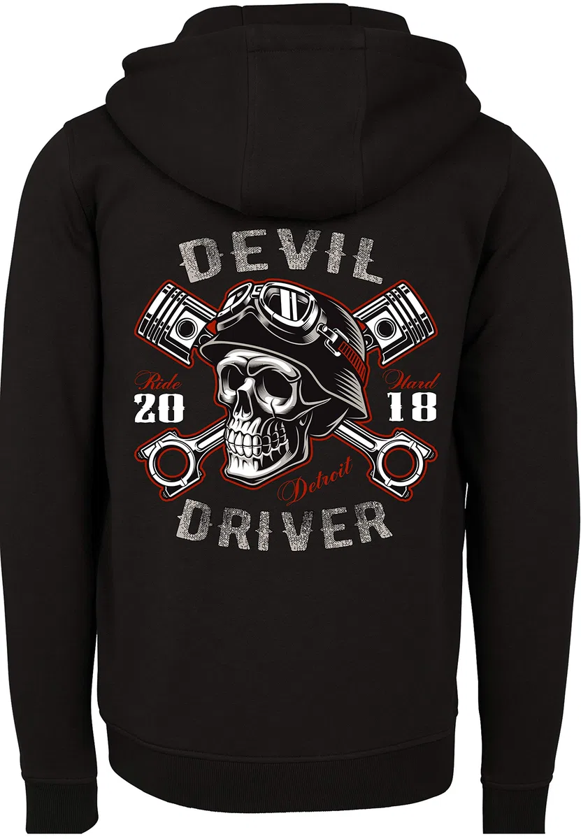 Baddery Sudadera con capucha para hombre : Devil Driver – Sudadera Hombre Motocicleta Chaqueta con Capucha – Regalo Motociclista – Chaqueta Motocicleta Hombre