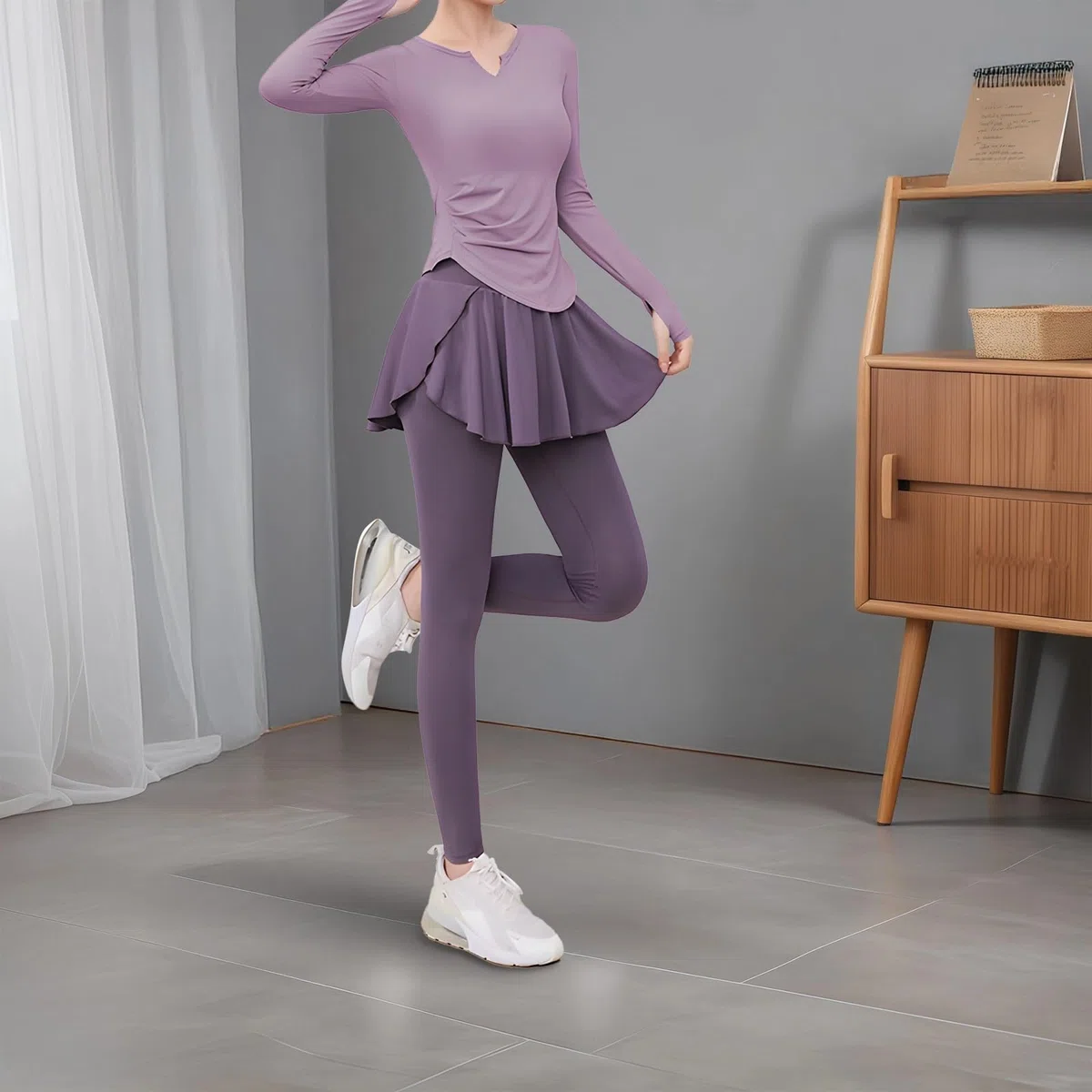 Conjunto de entrenamiento de pilates para mujer, traje de yoga de cuatro piezas, talla XXL para 135-150, chaqueta, brasier deportivo, camiseta de manga larga, tela elástica transpirable
