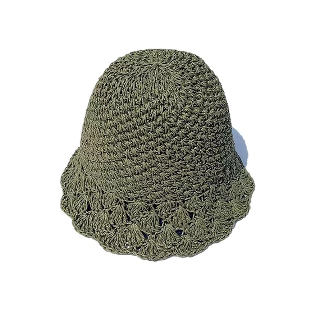 Verano Mujer Vacaciones Sombrero de Paja señora Visera Gorra Cubo Playa al Aire Libre Chica (grn Mcode)