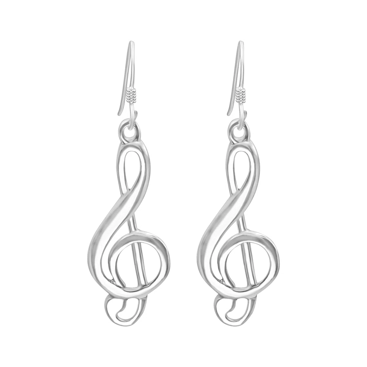 Silverly Pendientes Colgantes Grandes de Clave de Sol en Plata de Ley 925 | Diseño de Notas Musicales | Pendientes Largos de Plata Maciza | Regalo para Amantes de la Música | Joyas Llamativas