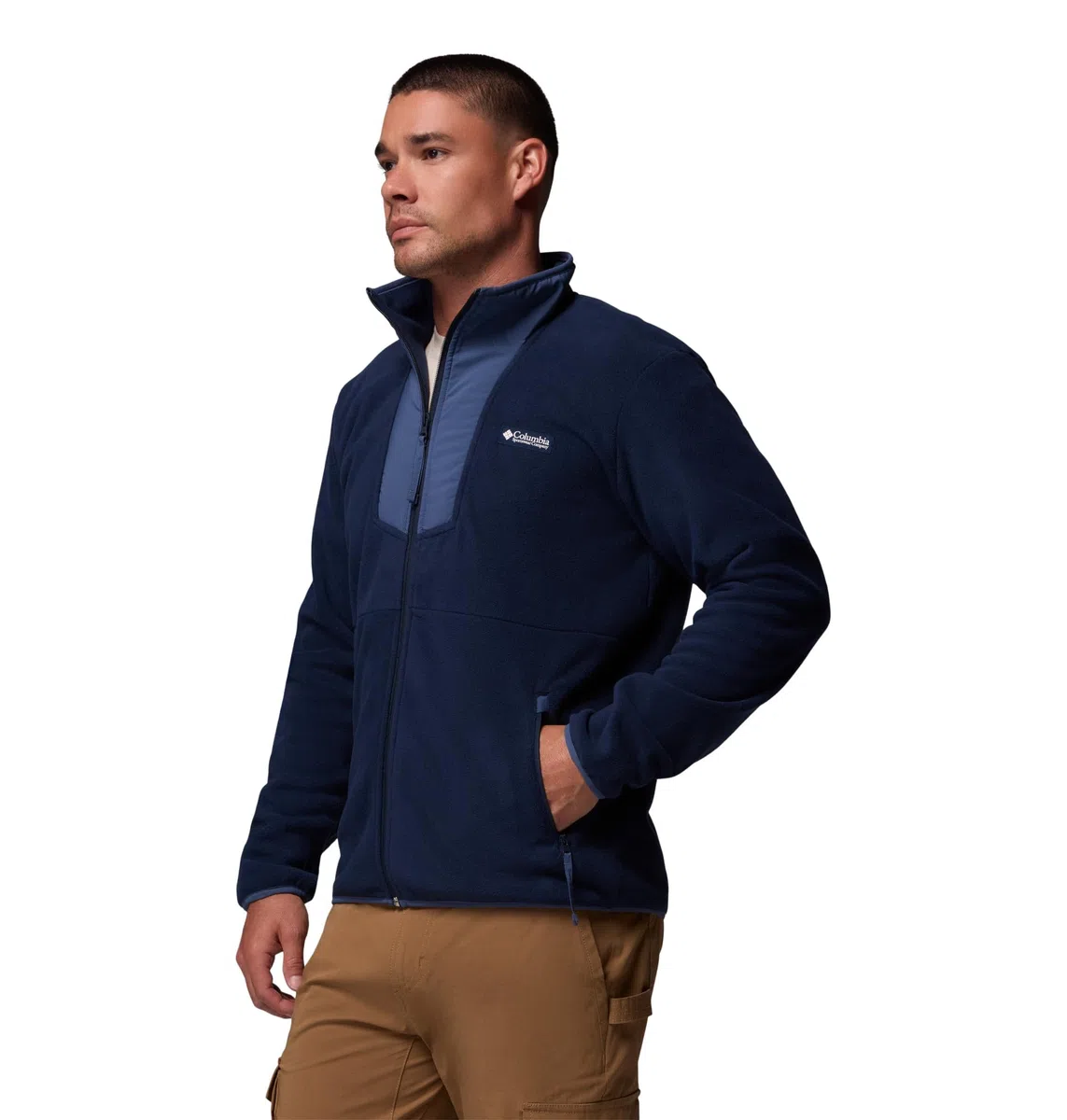 Columbia Sequoia Grove - Chaqueta de forro polar con cremallera completa para hombre, azul marino, azul oscuro, talla M