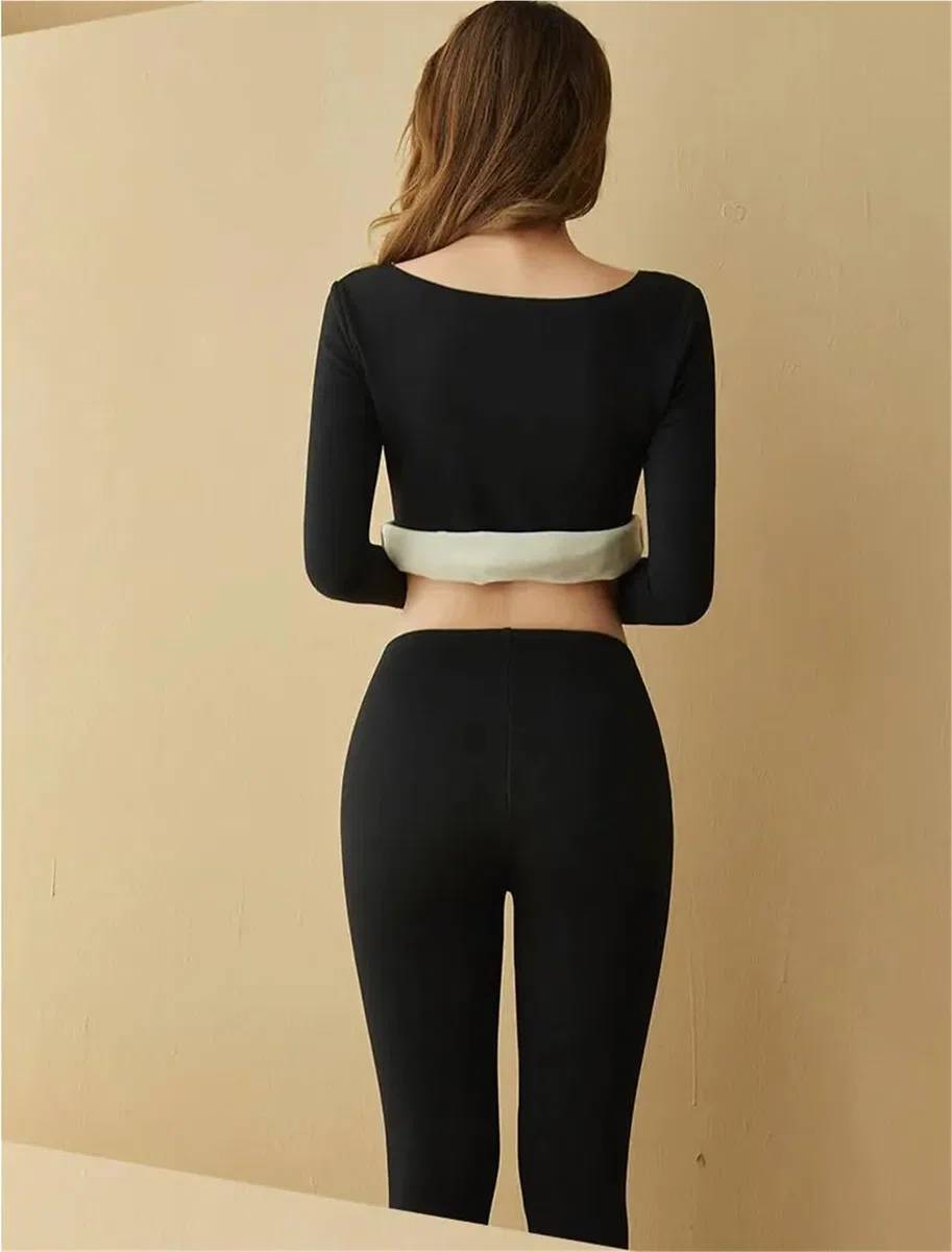 Conjuntos Térmicos Para Mujer Conjunto de ropa interior térmica de invierno for mujer, Tops de manga larga sin costuras, traje largo de lencería for mujer Conjunto De Ropa Interior Térmica Transpirabl