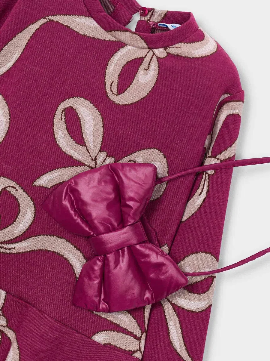 Mayoral Vestido Punto Jacquard Bolso para niña Framboise