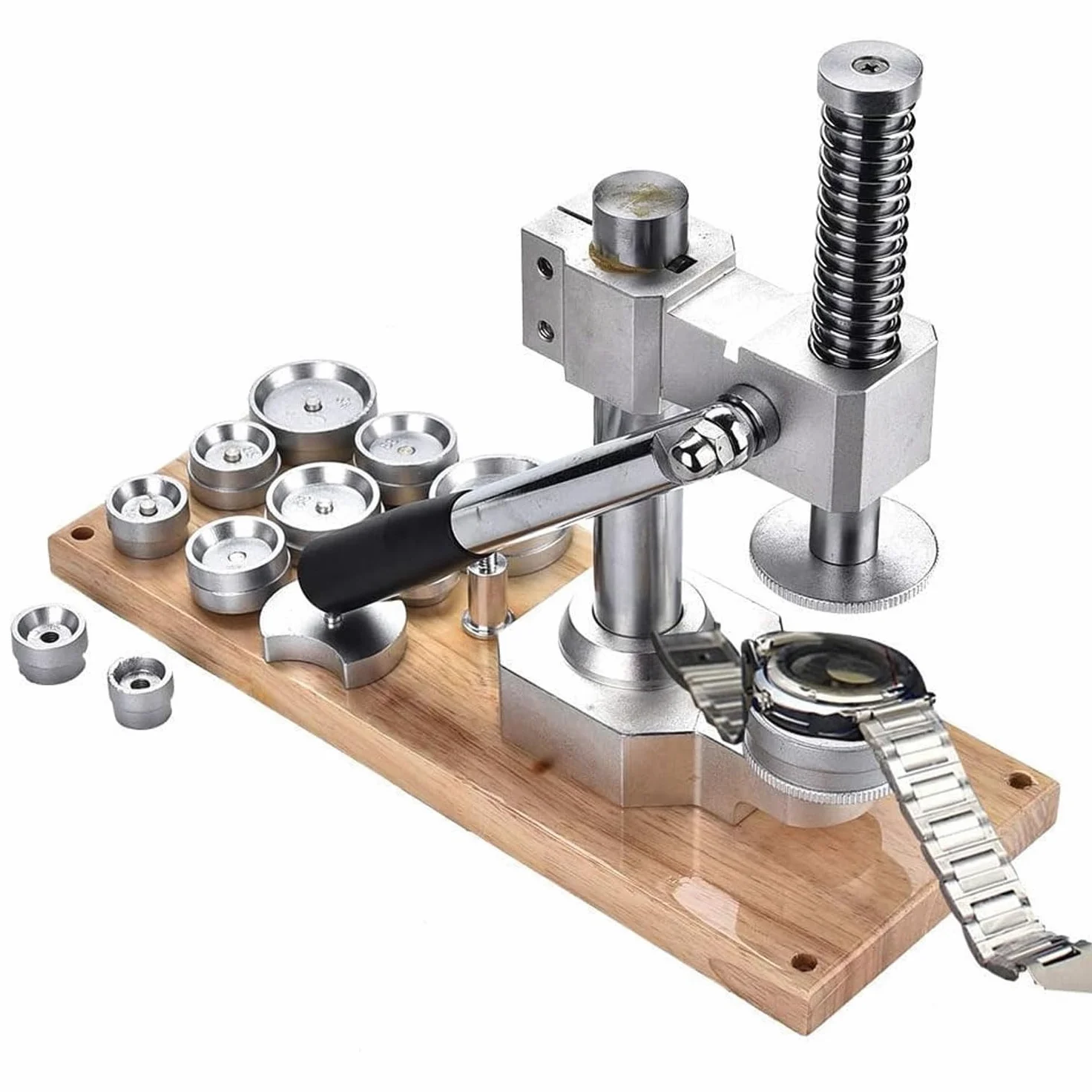 Máquina cilíndrica para caja de reloj, cierre de caja de reloj con 12 sellos, kit de herramientas de repuesto de batería de reloj, cierre de cubierta trasera de reloj para reparación de bricolaje