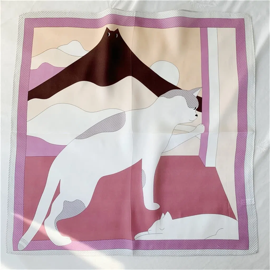 Pañuelo Cuadrado pequeño de Seda para Mujer, pañuelo Decorativo Morera (C One Size)