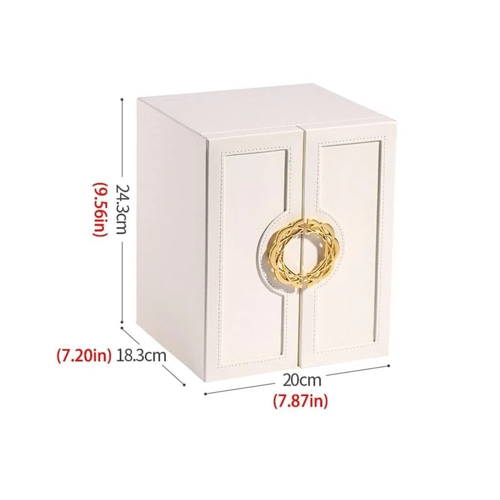 Joyero Organizador con 5 cajones y Puertas Dobles, Estuche de Cuero para Guardar Anillos, Pendientes, Collares y Relojes.