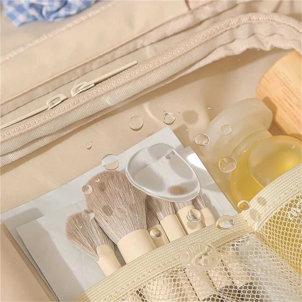 Bolsa de cosméticos Colgante for Mujer, Organizador Maquillaje portátil, Bolsas Almacenamiento artículos tocador Viaje Gran Capacidad, 2 uds para Viajar(Wooden Peach Powder)