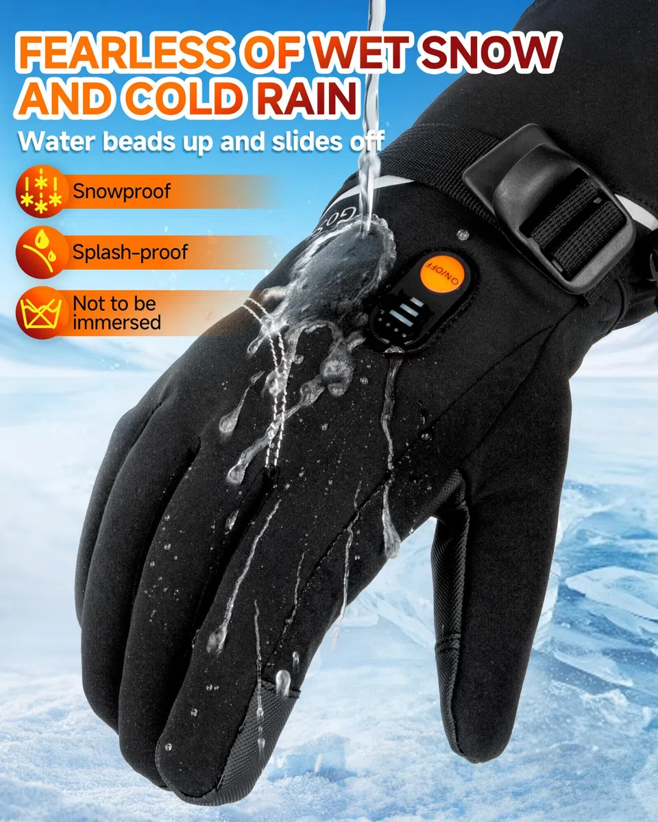 Guantes Calefactables eléctricos Recargables, batería Recargable de 5V 6000 mAh, 3 Niveles de Calentamiento, Pantalla táctil, Resistente al Agua, para Moto esquí Bicicleta