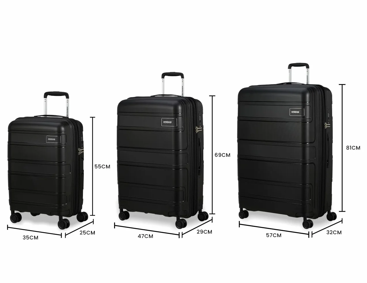American Tourister Skymax - Set 3 Piezas de Maleta, Negro (bajo Negro)