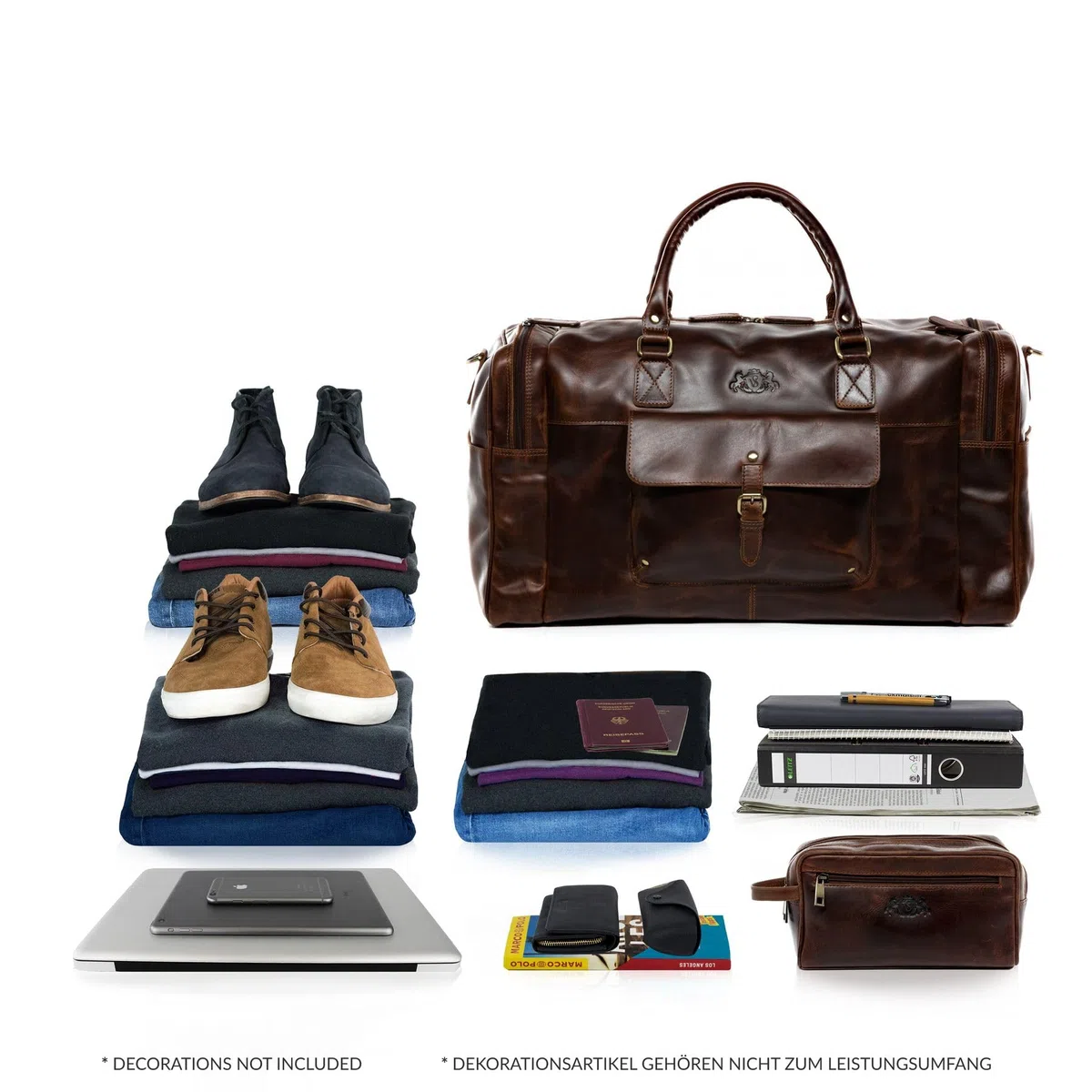 SID & VAIN Bolsa de Viaje Grande Cuero para Hombre I Bolso de Deporte Fin de Semana I Maletín Viaje Weekender, Equipaje de Mano Cabina Yale marrón Hecho a Mano