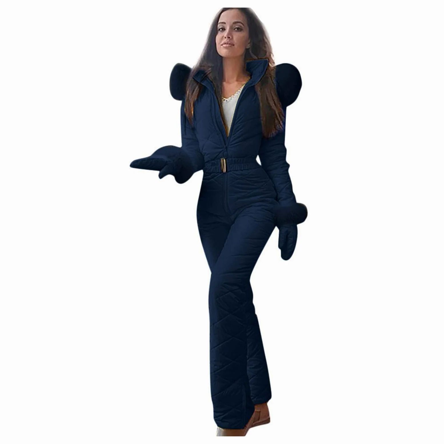 Conjunto de traje de esquí para mujer, de una pieza, para snowboard, deportes al aire libre, traje de nieve, invierno, cálido, con capucha, mono de esquí con cremallera, traje de esquí para mujer,