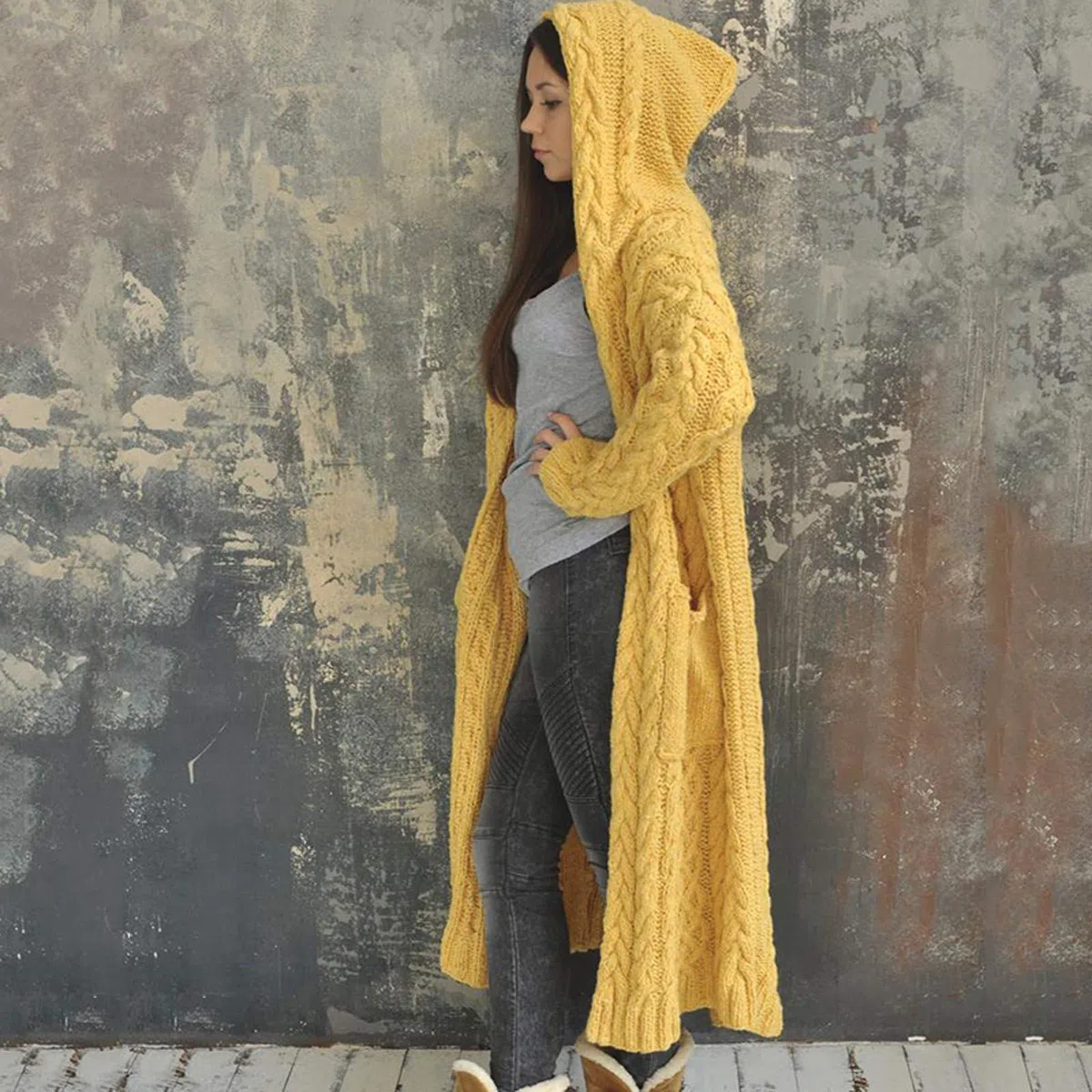 Cárdigan con botones para mujer, suéter de punto grueso de gran tamaño, suave, manga larga, parte delantera abierta, abrigo holgado con 2 bolsillos, ropa de punto acanalado, ropa de abrigo ligera y