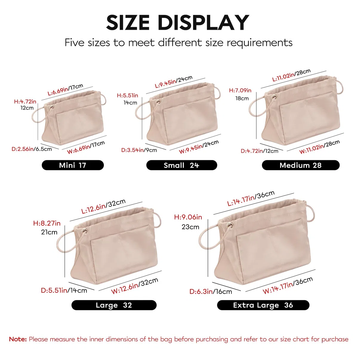 GIVLEFLY Organizador de bolsas de mano para bolsas (tamaño grande)