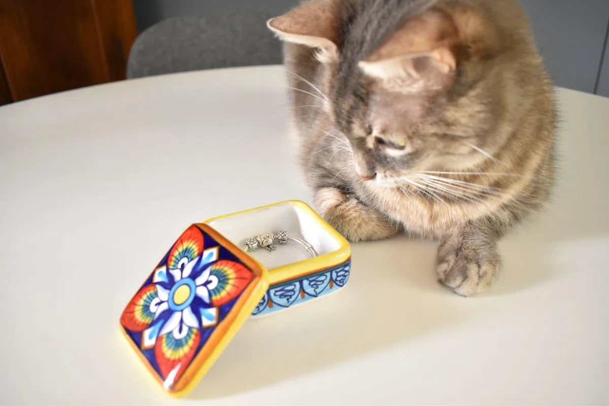 thatsArte.com Deruta - Caja de recuerdo de cerámica pintada a mano, caja de joyería italiana Deruta Arte, regalos italianos hechos en Italia, cerámica italiana, cerámica italiana fabricada en Italia