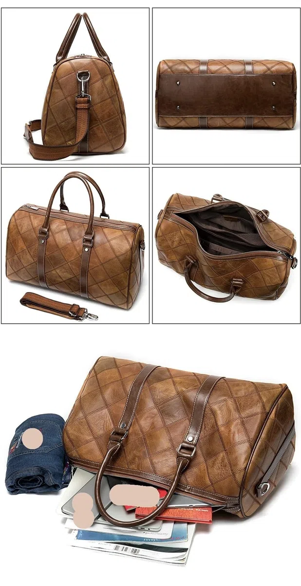 Bolsos de Mano Bolsos de Viaje Equipaje Bolso de Viaje for Hombre Bolsos de Lona de Cuero Genuino Bolsos Grandes de Fin de Semana Bolsos de Mano Bolsos de Fin de Semana(Coffee)