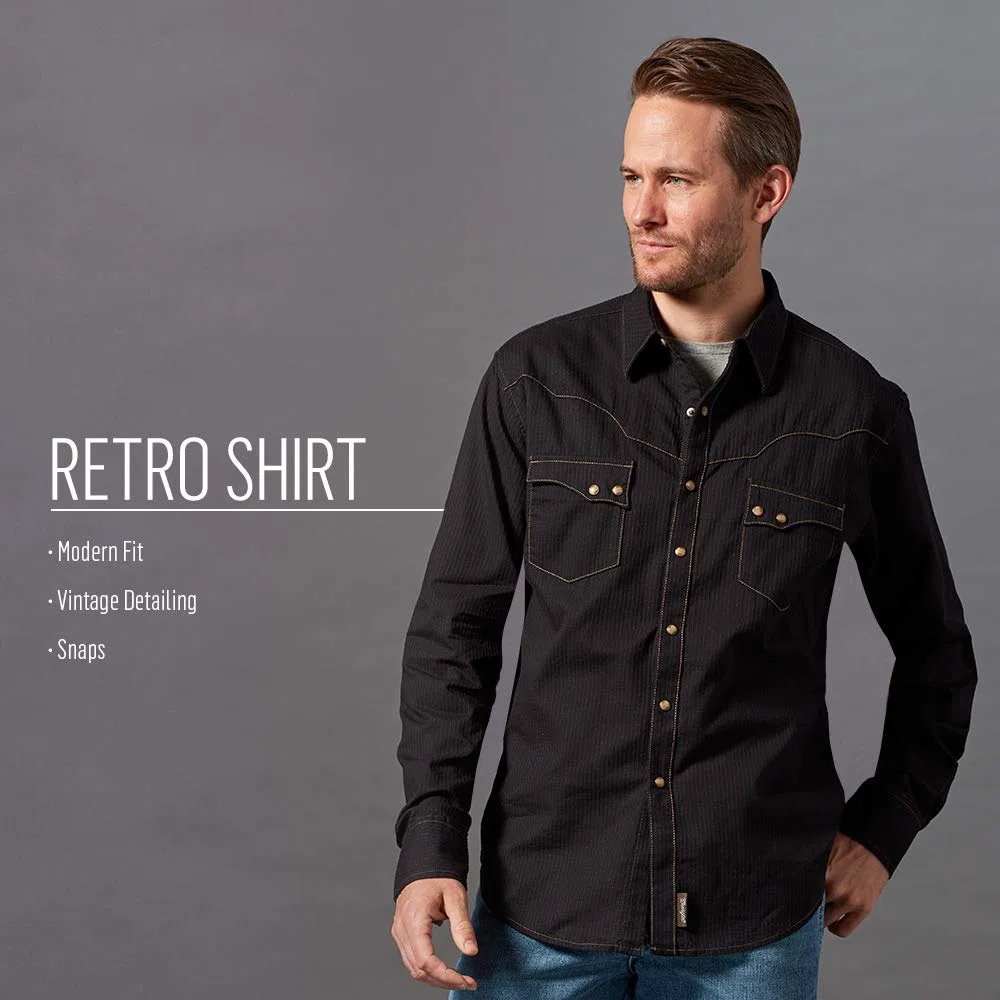 Wrangler Camisa Retro de Manga Larga con Dos Bolsillos Camisa de Vestir Hombre