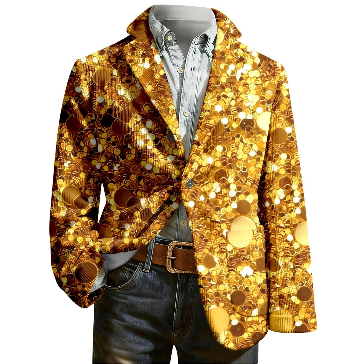 Elegante chaqueta de pana con estampado de esmoquin para hombre, estilo casual para fiestas, bodas y eventos nocturnos, discotecas, escenarios