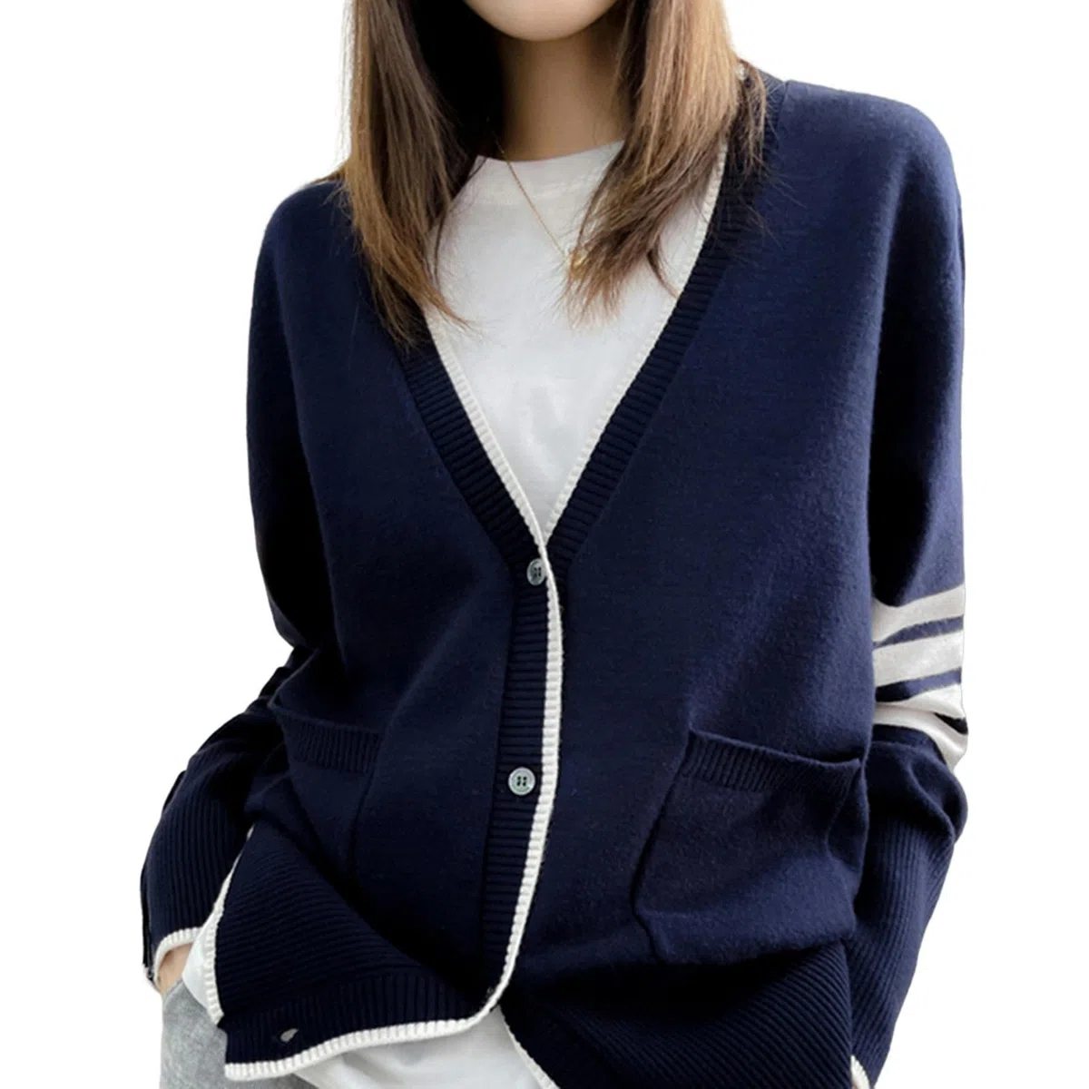 NOGRAX Rebeca Mujer Verano Suéter De Manga Larga para Mujer, Cárdigan De Punto Holgado Estilo Otoño, Top De Moda