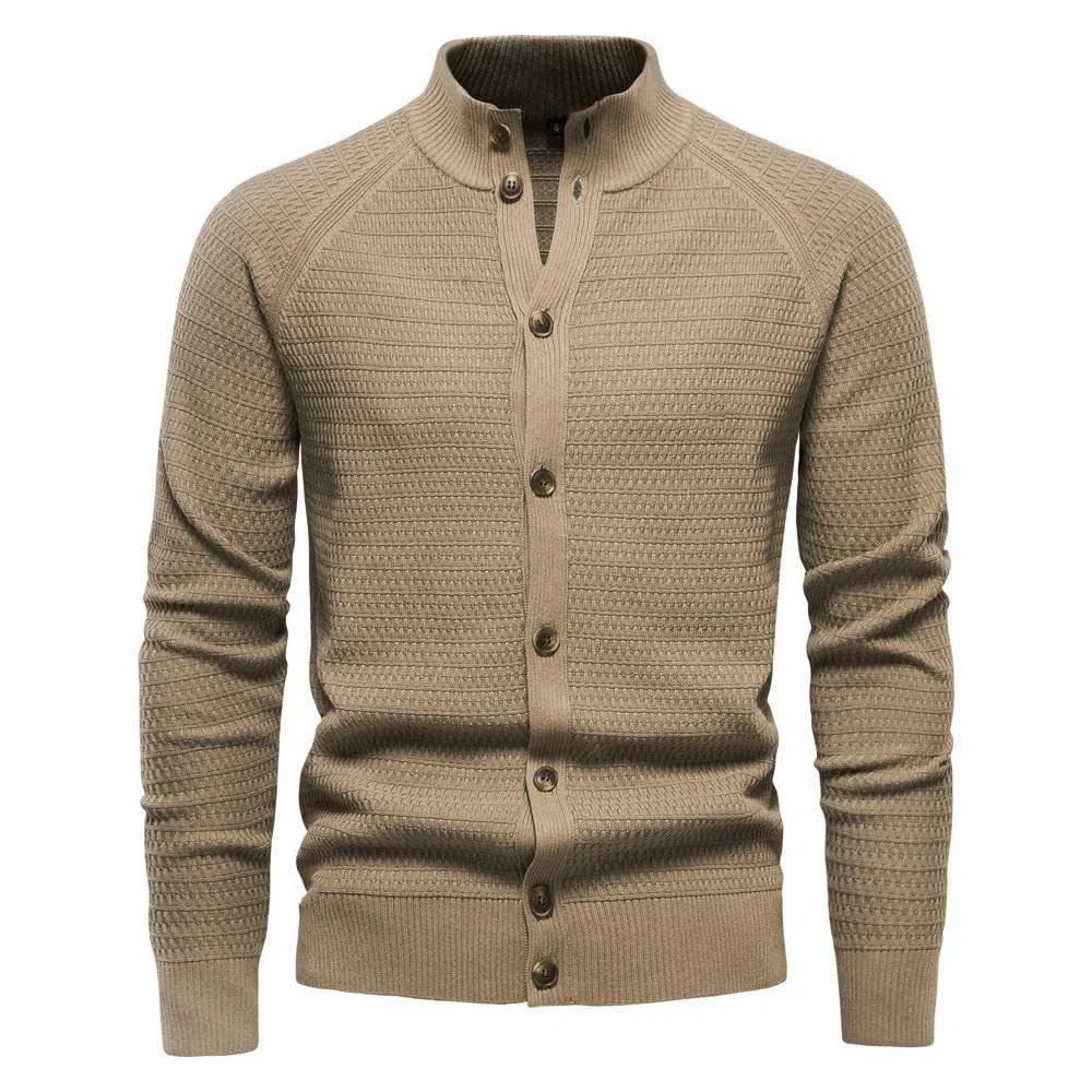 Jersey de punto para hombre, otoño, invierno, negocios, cárdigan