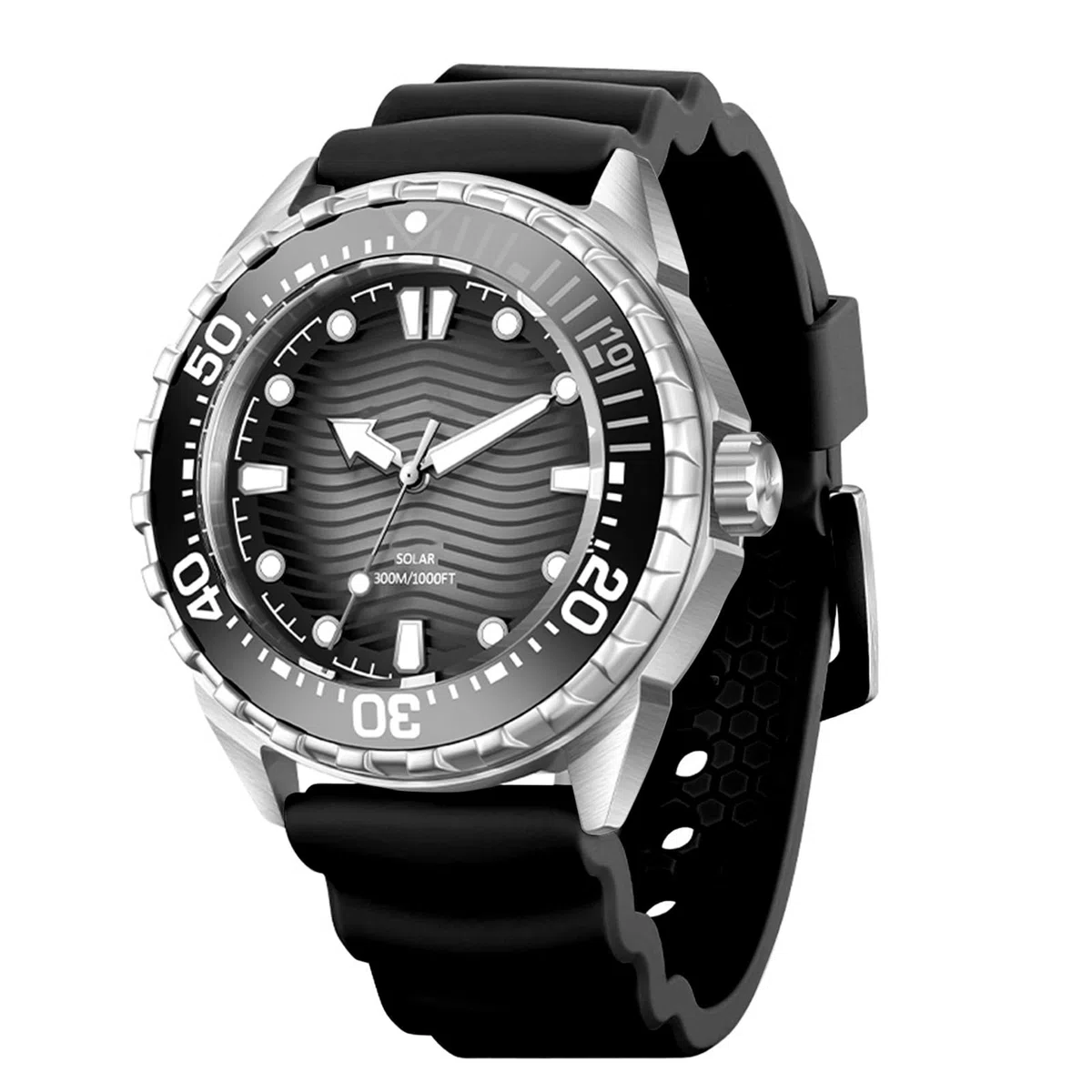 Cocoarm Reloj de Buceo de Cuarzo con Energía Solar, Resistente Al Agua hasta 300 M, Correa de Silicona Luminosa para Deportes Al Aire y Buceo