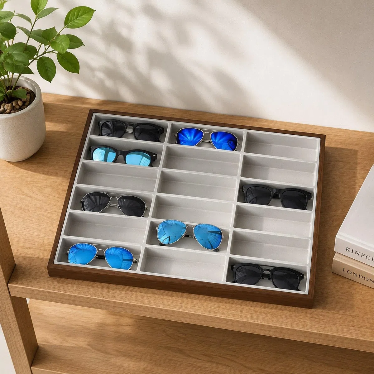 harayaa Bandeja Expositora para Gafas, Estuche de Almacenamiento para Gafas, Soporte Multiusos para Relojes, Organizador de Gafas de Sol, Estuche de Almacenam