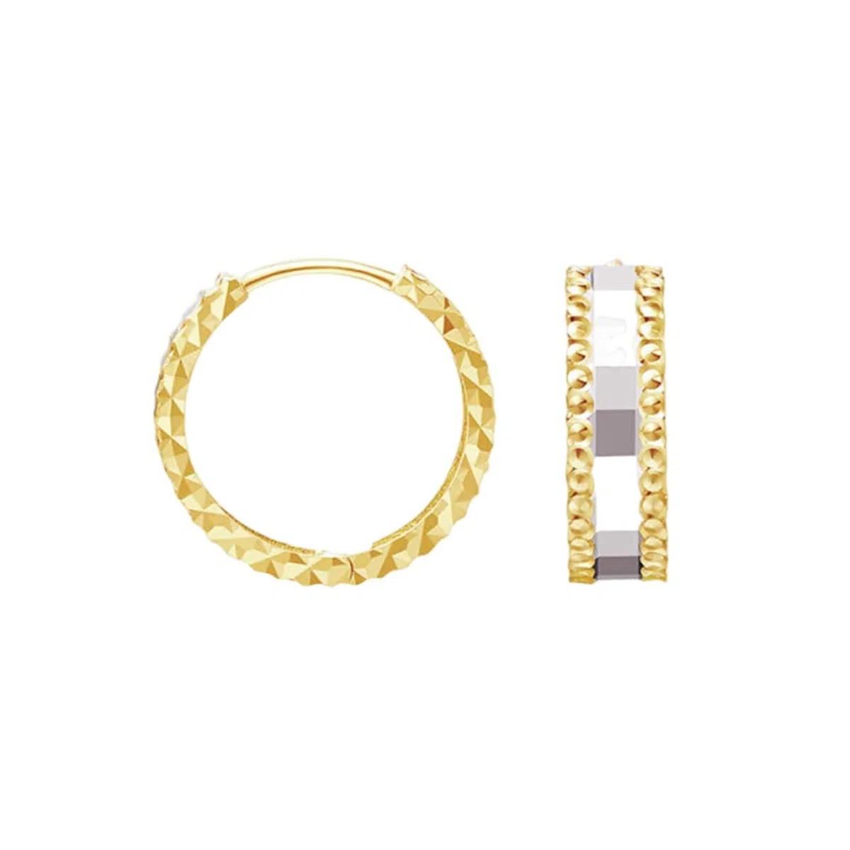 Pendientes de aro pequeños para mujer, pendientes de boda, joyas auténticas, oro amarillo y oro blanco