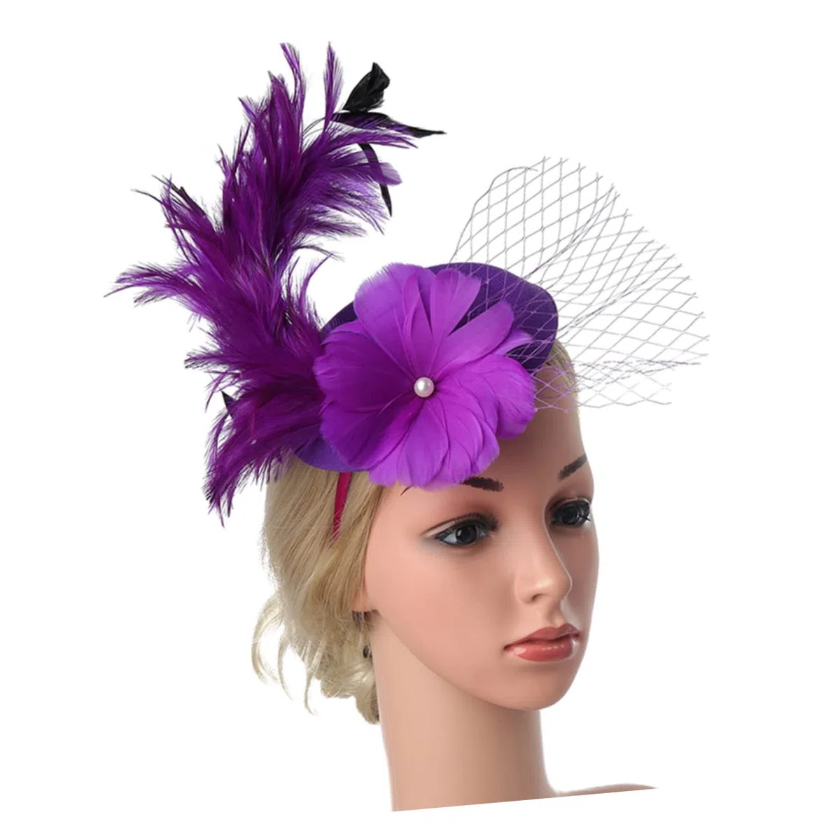 SHERCHPRY 1 sombrero de niña de flores para boda, novia, mini sombrero de copa para mujer, mini sombrero con clip para el cabello